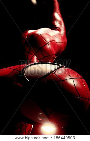LAS VEGAS, USA - Oct 29, 2016: Close up Spiderman, Madame Tussauds museum in Las Vegas.