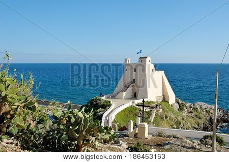 Medieval Truglia tower in Sperlonga sea city between Naples and Rome Italy