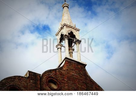 Venetian gothic spire, from Santa Maria Gloriosa dei Frari church in Venice, Italy .