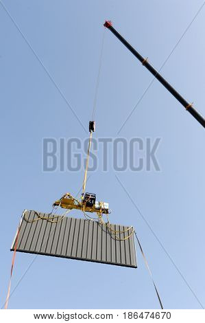 Workers During The Installation Of Noise Barriers On The Railway
