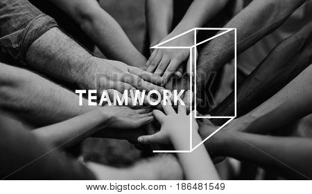 Group of people holding hand assemble togetherness