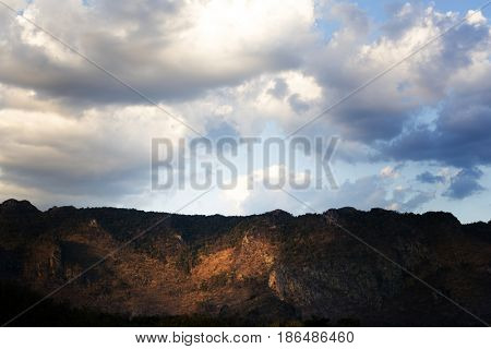 Cloudy Blue Sky Beautiful Scene with Mountain