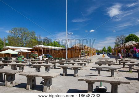 Olomouc Czech Republic - May 52017: Favorite marketplace in Olomouc Moravia Czech Republic