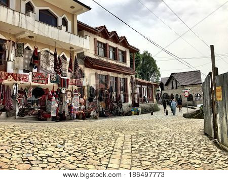 Historical particular of the market in Kastle of Kruje in Albania
