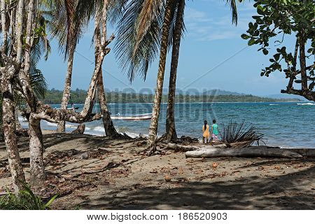PUERTO VIEJO, COSTA RICA MARCH 19, 2017: Beach in Puerto Viejo, Costa Rica