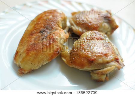 Baked Chicken Thighs And Breast Close Up