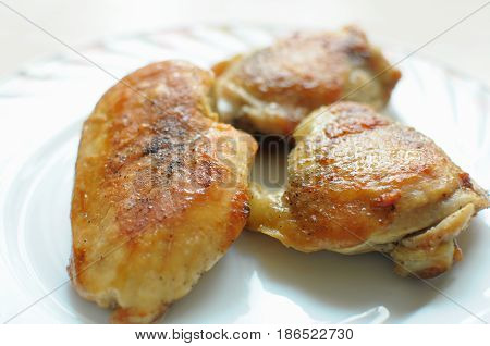 Baked Chicken Thighs And Breast Close Up