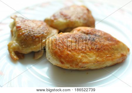 Baked Chicken Thighs And Breast Close Up