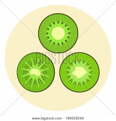 Set Of Cute Kiwi Icons, Kiwi Split In A Half