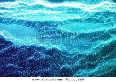 3D illustration internet connection, abstract sence of science and technology. Concept image cyberspace landscape grid