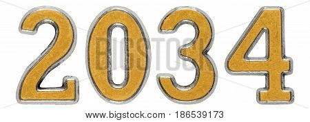 2034 Inscription, Isolated On White Background, 3D Render