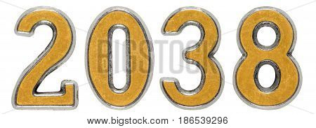 2038 Inscription, Isolated On White Background, 3D Render