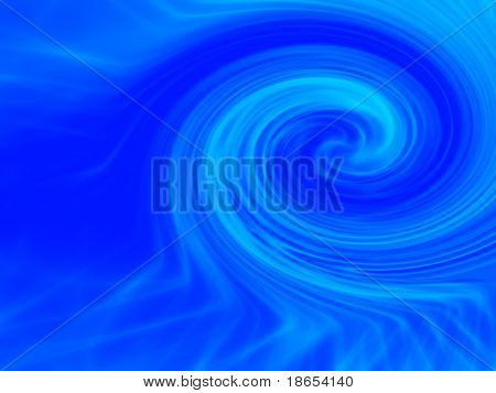 Imagen fractal de una azul tierra desde el espacio con el mar, las nubes y un huracán visible.