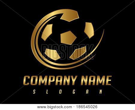 golden ball logo on a black background