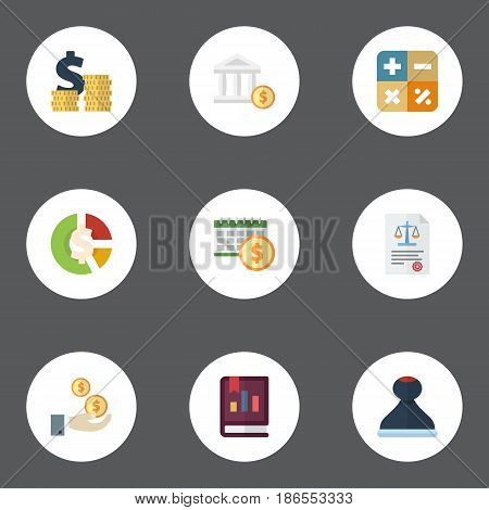 Flat Stock, Book, Profit And Other Vector Elements. Set Of Accounting Flat Symbols Also Includes Chart, Act, Asset Objects.