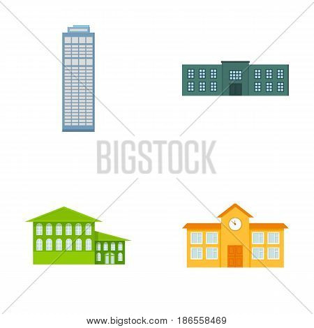 Skyscraper, police, hotel, school.Building set collection icons in cartoon style vector symbol stock illustration .