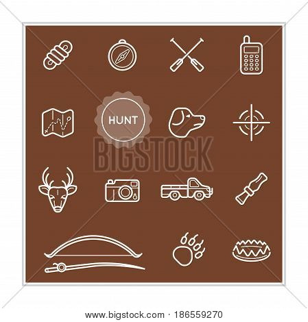 Set of Outdoor Hunting Vector Illustration Elements can be used as Logo or Icon in premium quality
