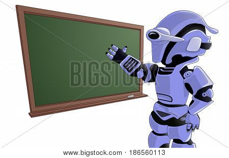 Humanoid Robot Teacher with a Blackboard. Futuristic Concept Illustration Vector.