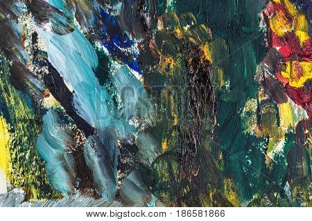 Colorful abstract background with oil paints. Large brush strokes. Riot of colors. Color transitions. Impressionism. Design Elements