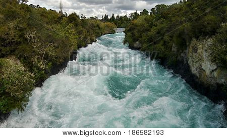 Waterfall Huka Falls. New Zealand, North Island