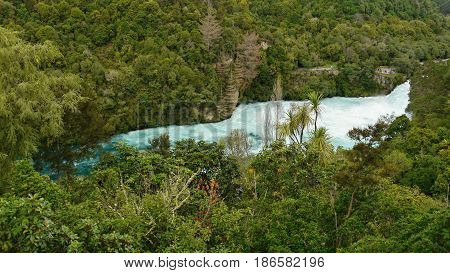 Waterfall Huka Falls. New Zealand, North Island