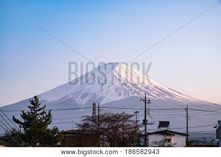 Mountain Fuji view from kawaguchiko Japan .