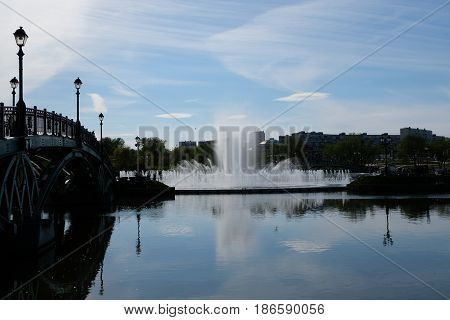 Beautiful fountain landscape - Tsaritsyno park - Moscow, Russia