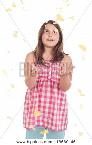 Meisje met dalende Chips