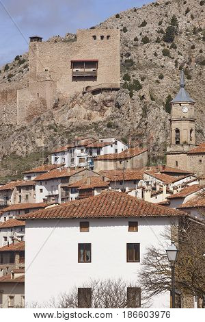 Picturesque village in Teruel. Alcala de la Selva. Spain heritage
