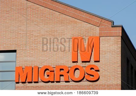 Logo Sign Of Migros Food Store