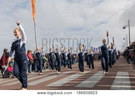 NOORDWIJK NETHERLANDS - 22 APRIL 2017: the traditional flowers parade Bloemencorso from Noordwijk to Haarlem in the Netherlands.