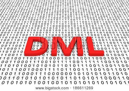DML in the form of binary code, 3D illustration