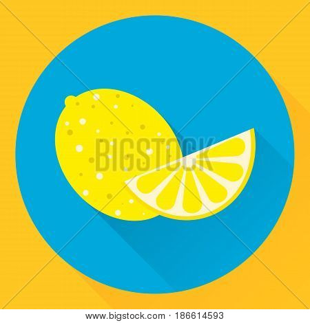 Vector Flat Icon Lemon, Yellow, Blue
