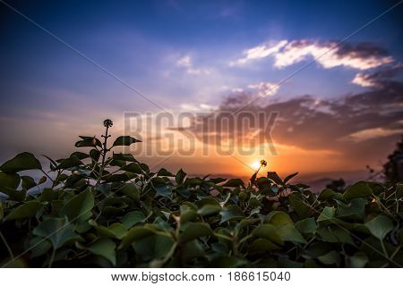 Sunset from Mountain Tibidado in Barcelona Spain Europe