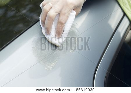 Distributing the polishing paste on the surface of the varnish