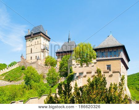 Medieval gothic royal castle Karlstejn, Czech Reoublic.