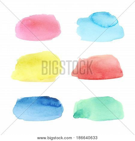Watercolor brushstrokes set. Hand drawn vector collection with colorful stains, spots, smears