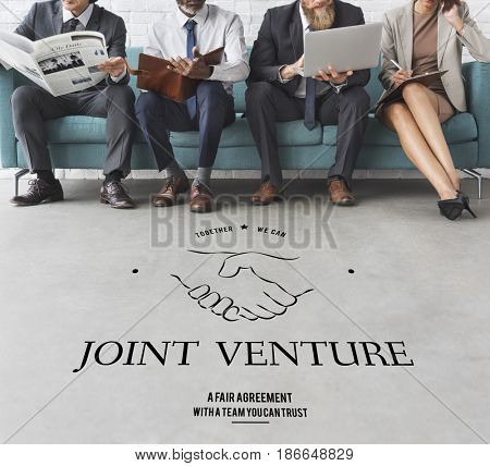 Joint Venture Partnership Teamwork Support Handshake Graphic