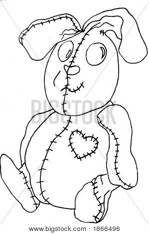 Linie Art Floppy Eared Bunny