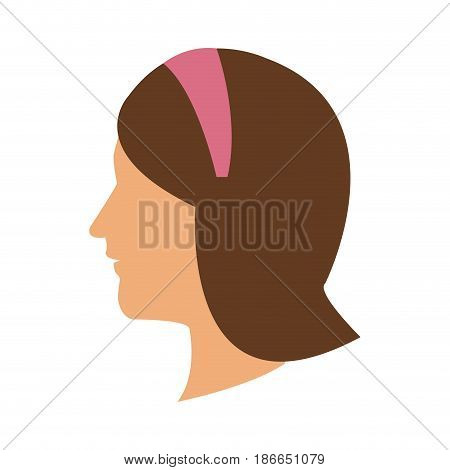 profile head woman with diadem hair vector illustration