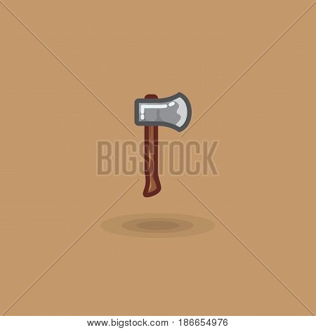 Vector icon ax for cutting wood, chopping an ax. Illustration woodcutters joinery tool, lumberjack, camping ax, woodworking