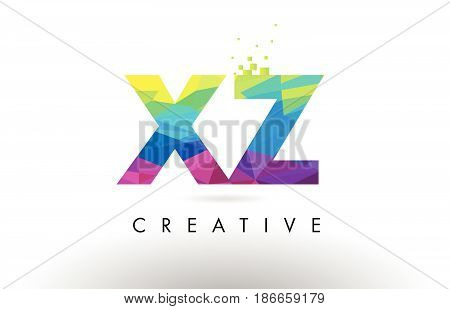 Xz X Z Colorful Letter Origami Triangles Design Vector.