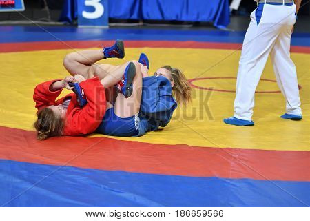 Orenburg, Russia - 29 October 2016: Girls Compete In Sambo