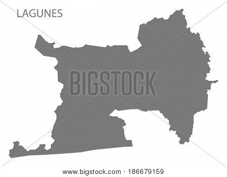 Lagunes Ivory Coast Map Grey Illustration Silhouette