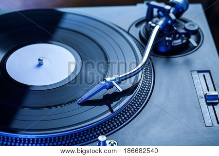 Turntable record music isolated spinning dj console vinyl