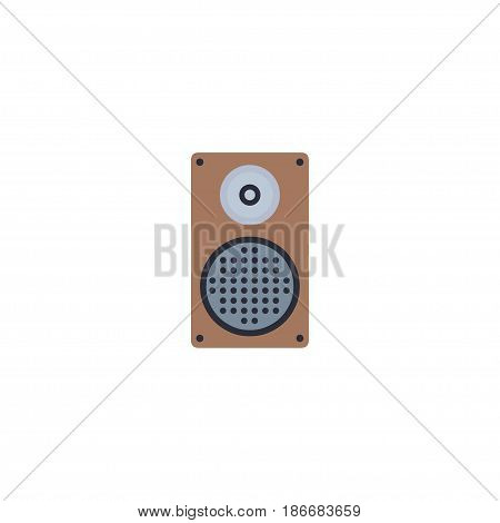 Flat Speaker Element. Vector Illustration Of Flat Audio Box Isolated On Clean Background. Can Be Used As Speaker, Audio And Box Symbols.