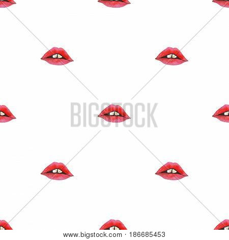 Seamless pattern made of hand-drawn pop art fashion beauty red lips isolated on white background