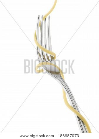 Silver Fork with a Spaghetti Noodle Wrapped Around