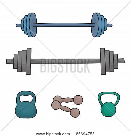 A set of simple dumbbells and barbells isolated on white background