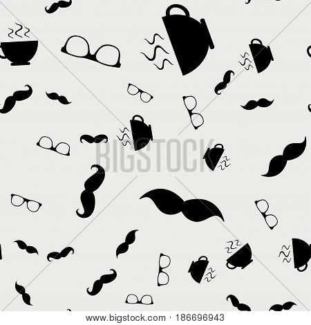 Glass coffee Mustache seamless pattern background. hipster concept